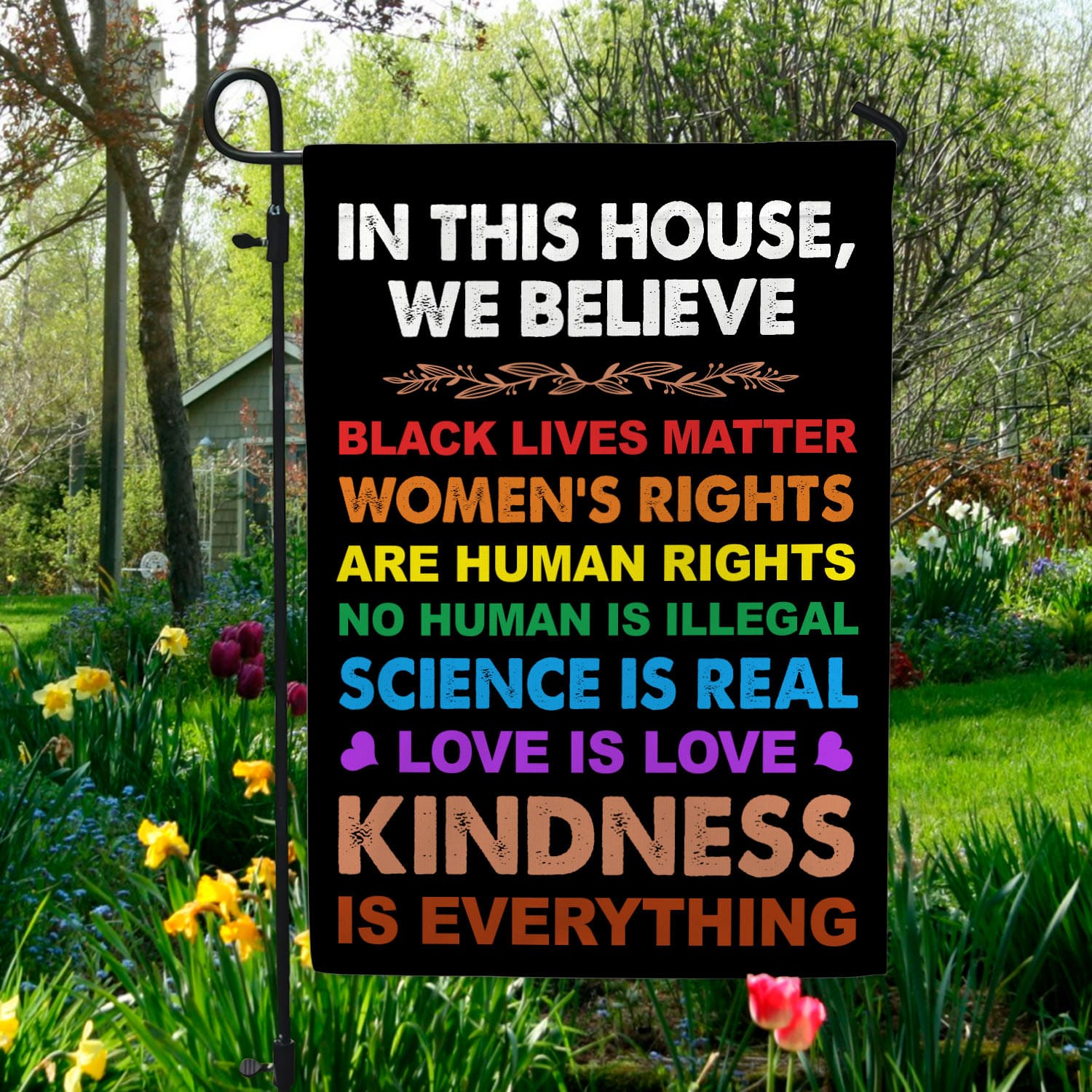 1VT. In This House Black Lives Matter Garden Flag Mockup 5