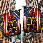 1UT. Proud Firefighter (Flag - Side 1) House Flag Mockup 2 Side-1