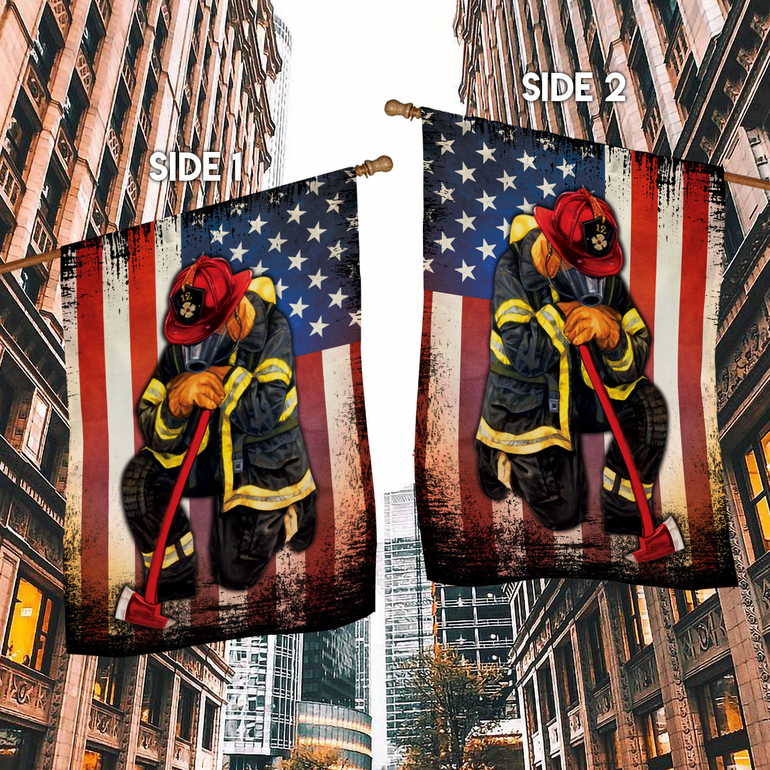 1UT. Proud Firefighter (Flag - Side 1) House Flag Mockup 2 Side-1