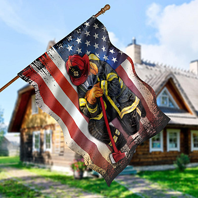Fallen Firefighter American Outdoor Garden Flag - House Flag - Wall Flag