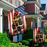 1UT. Proud Firefighter (Flag - Side 1) Garden & House Mockup 2