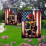 1UT. Proud Firefighter (Flag - Side 1) Garden Flag Mockup 2 Side-1