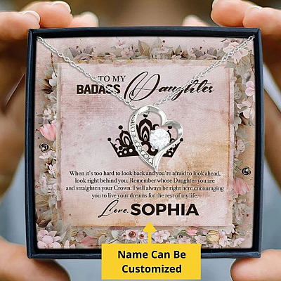 Personalized To My Badass Daughter Forever Love Pendant Necklace - Badass Daughter Necklace