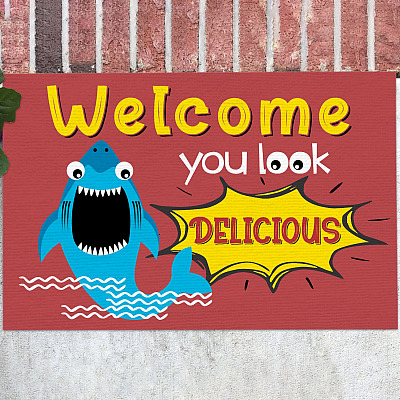 Shark Welcome You Look Delicious Funny Welcome Rug Warm House Gift Indoor Outdoor Decorative Doormat