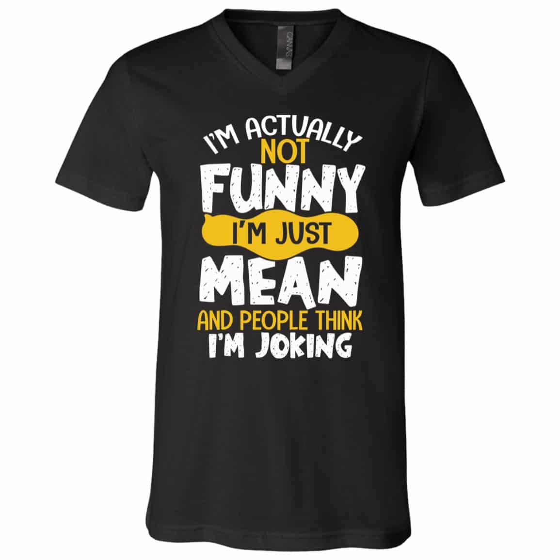 mean, Black, V-Neck T-Shirt mean, Black, V-Neck T-Shirt