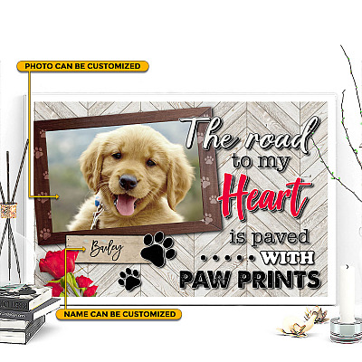 Alternative view of Custom Photo Pet Memorial the Road to My Heart Is Paved with Paw Prints Wrapped Framed Canvas Prints