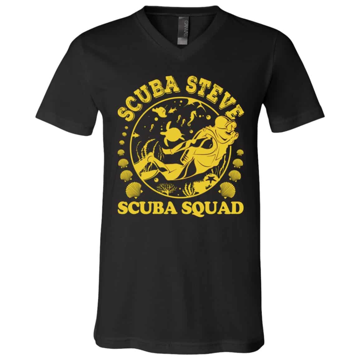 Scuba Steve Scuba Squad T-shirt, Black, V-Neck T-Shirt