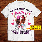 Personalized We Are More Than Besties She's My Accomplice and I'm Her Alibi T-Shirt - V-Neck Tee