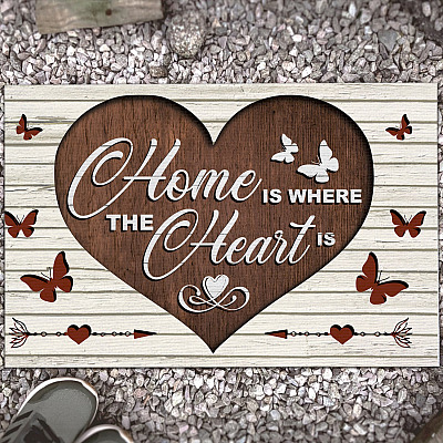Home Is Where The Heart Is Doormat - Outdoor Indoor Doormat - Home Decor 2021