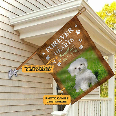 Alternative view of Personalized Photo Forever in Our Heart Pet Decorative Garden Flag - Indoor Outdoor Flag