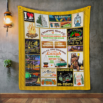 Camping Rules Watch The Sunset And Wait For The Stars Fleece Blanket – Mink Blanket – Woven Blanket