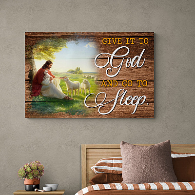 Alternative view of Give It To God And Go To Sleep Framed Canvas - Unframed Poster - Jesus Christian Wall Decor