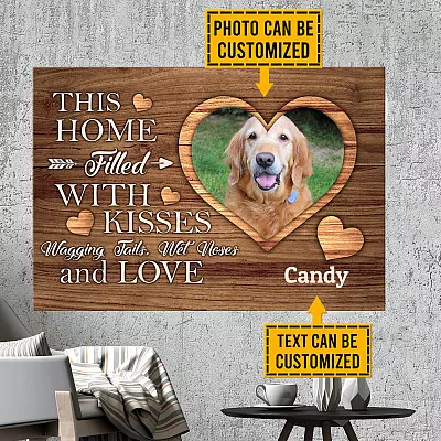 Personalized Photo This Home Is Filled With Kisses Framed Canvas - Unframed Poster - Funny Photo Dog Home Decor