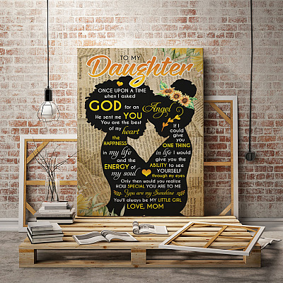 Alternative view of Afro To My Daughter You'll Always Be My Little Girl Love Mom Gallery Wrapped Framed Canvas - Unframed Poster