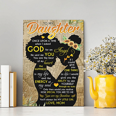 Afro To My Daughter You'll Always Be My Little Girl Love Mom Gallery Wrapped Framed Canvas - Unframed Poster