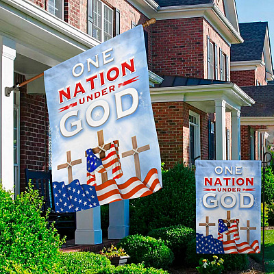 Alternative view of One Nation Under God Garden Flag - Christian Decor for 4th of July House Flag - Wall Flag