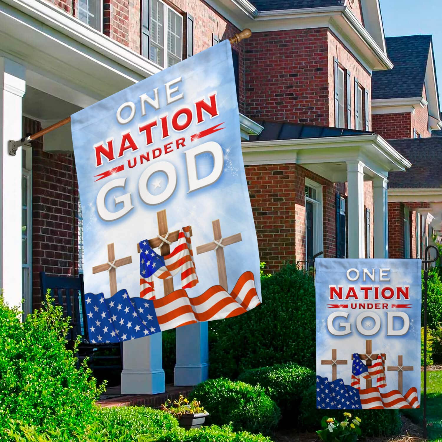 4HV. Nation Under God-(flag) Garden & House Mockup 2