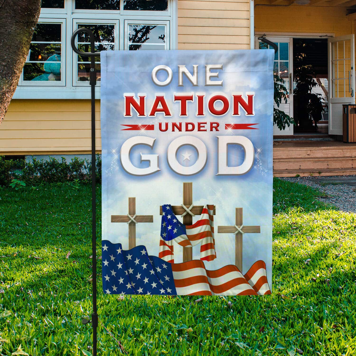 4HV. Nation Under God-(flag) Garden Flag Mockup 3