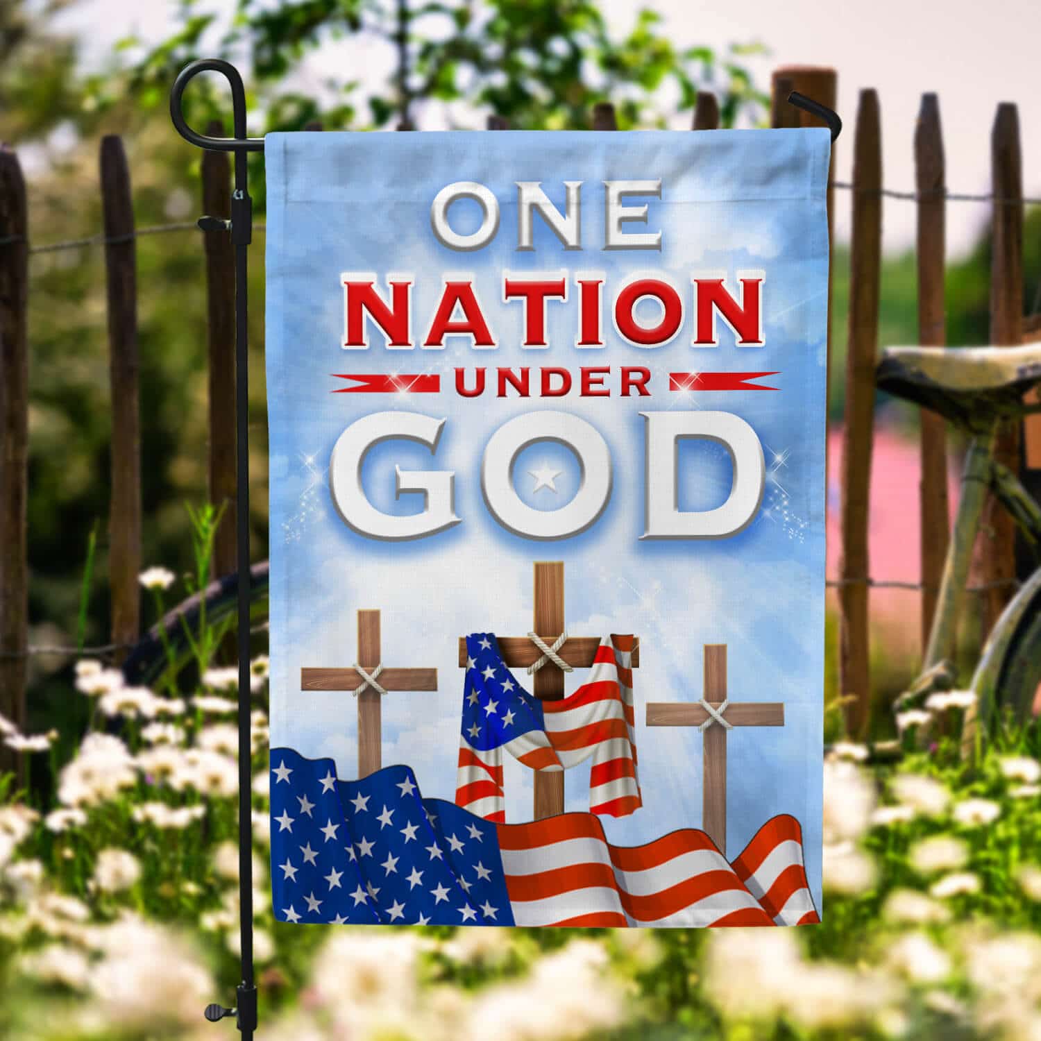 4HV. Nation Under God-(flag) Garden Flag Mockup 6