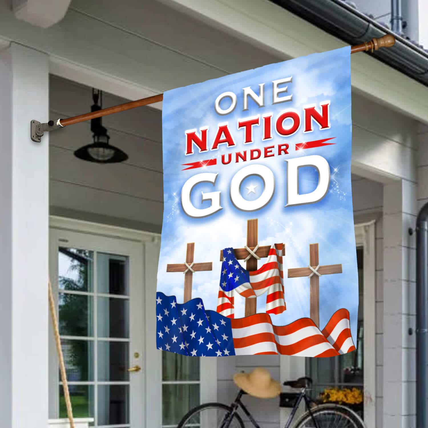 4HV. Nation Under God-(flag) House Flag Mockup 1