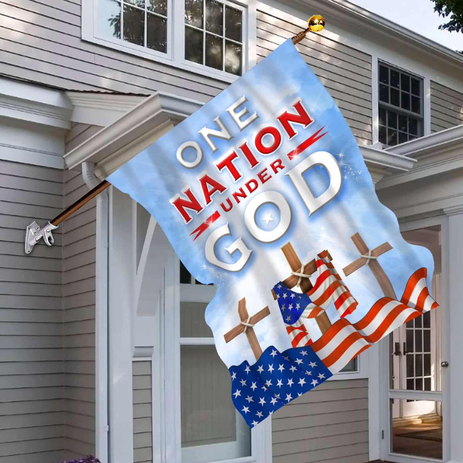 4HV. Nation Under God-(flag) House Flag Mockup 6