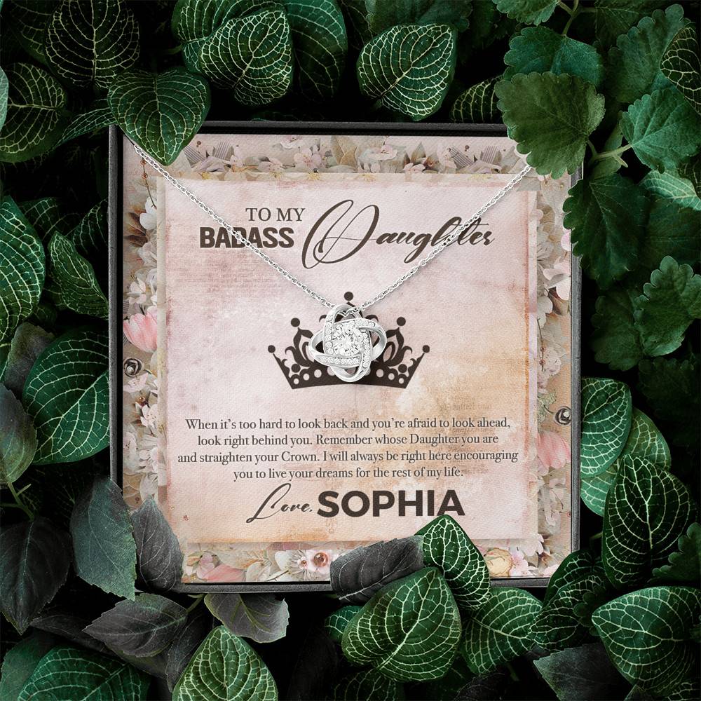 Personalized To My Badass Daughter Love Knot Pendant Necklace - Badass Daughter Necklace Personalized To My Badass Daughter Love Knot Pendant Necklace - Badass Daughter Necklace