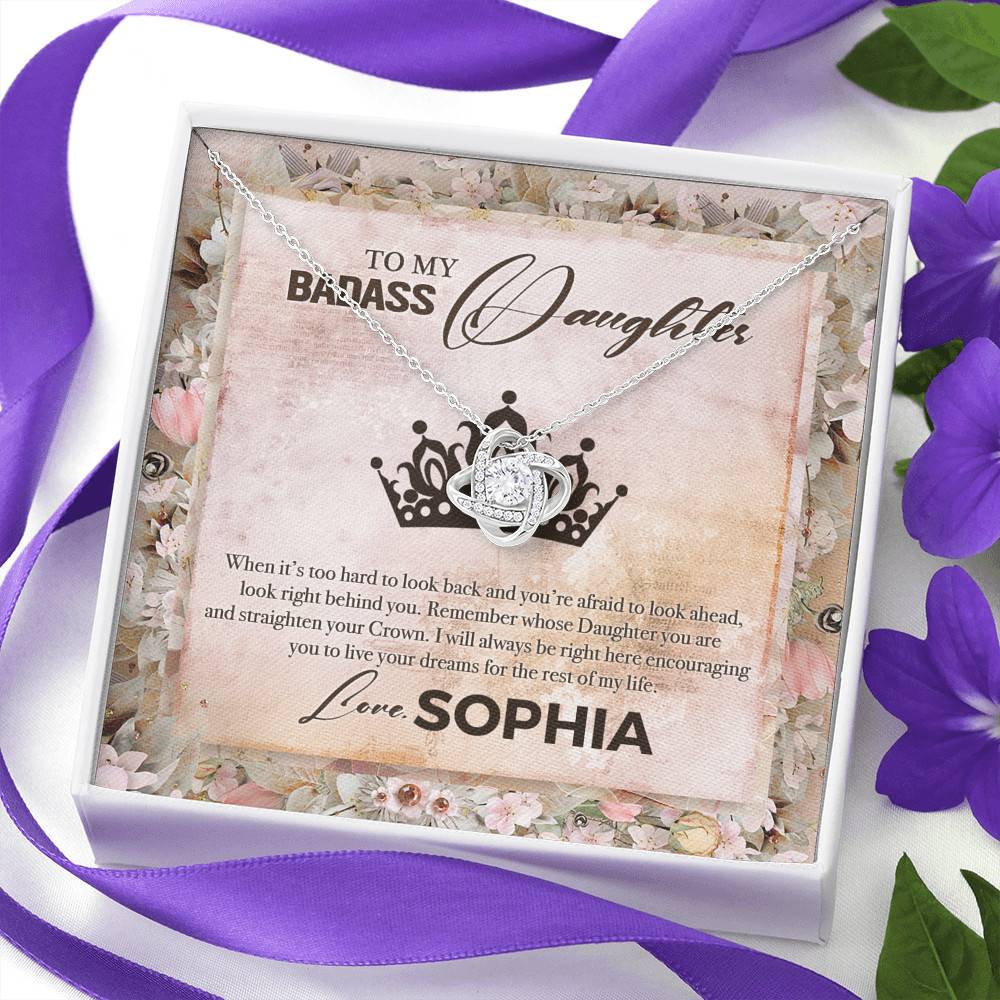 Personalized To My Badass Daughter Love Knot Pendant Necklace - Badass Daughter Necklace Personalized To My Badass Daughter Love Knot Pendant Necklace - Badass Daughter Necklace