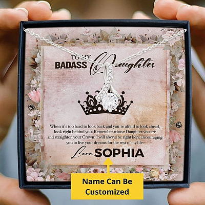 Personalized To My Badass Daughter Alluring Beauty Pendant Necklace - Badass Daughter Necklace