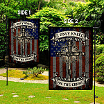 3VT. Only Kneel For One Man Garden Flag Mockup 2 Side