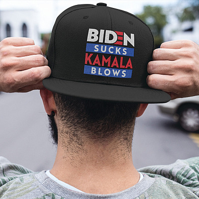 Alternative view of Biden Sucks Kamala Blows Anti Biden Twill Cap - High-Profile Snapback Hat - Trucker Hat