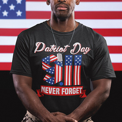 Alternative view of Patriot Day 9 11 Never Forget American Flag Patriotic T-Shirt - 9 11 Memorial Shirt - 9 11 Remembrance Shirt