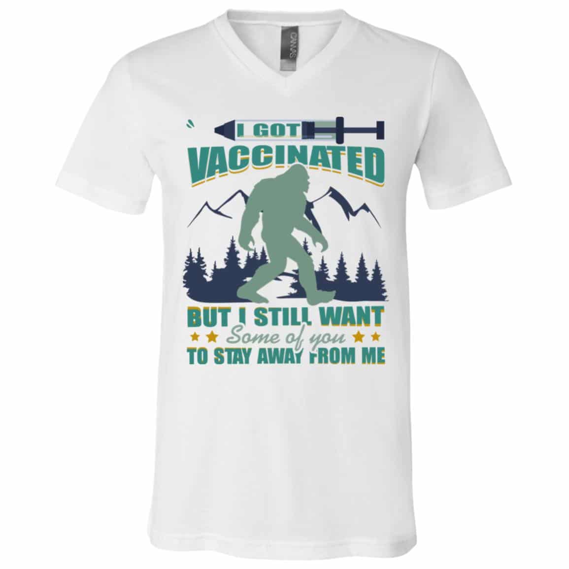 vacinate, White, V-Neck T-Shirt