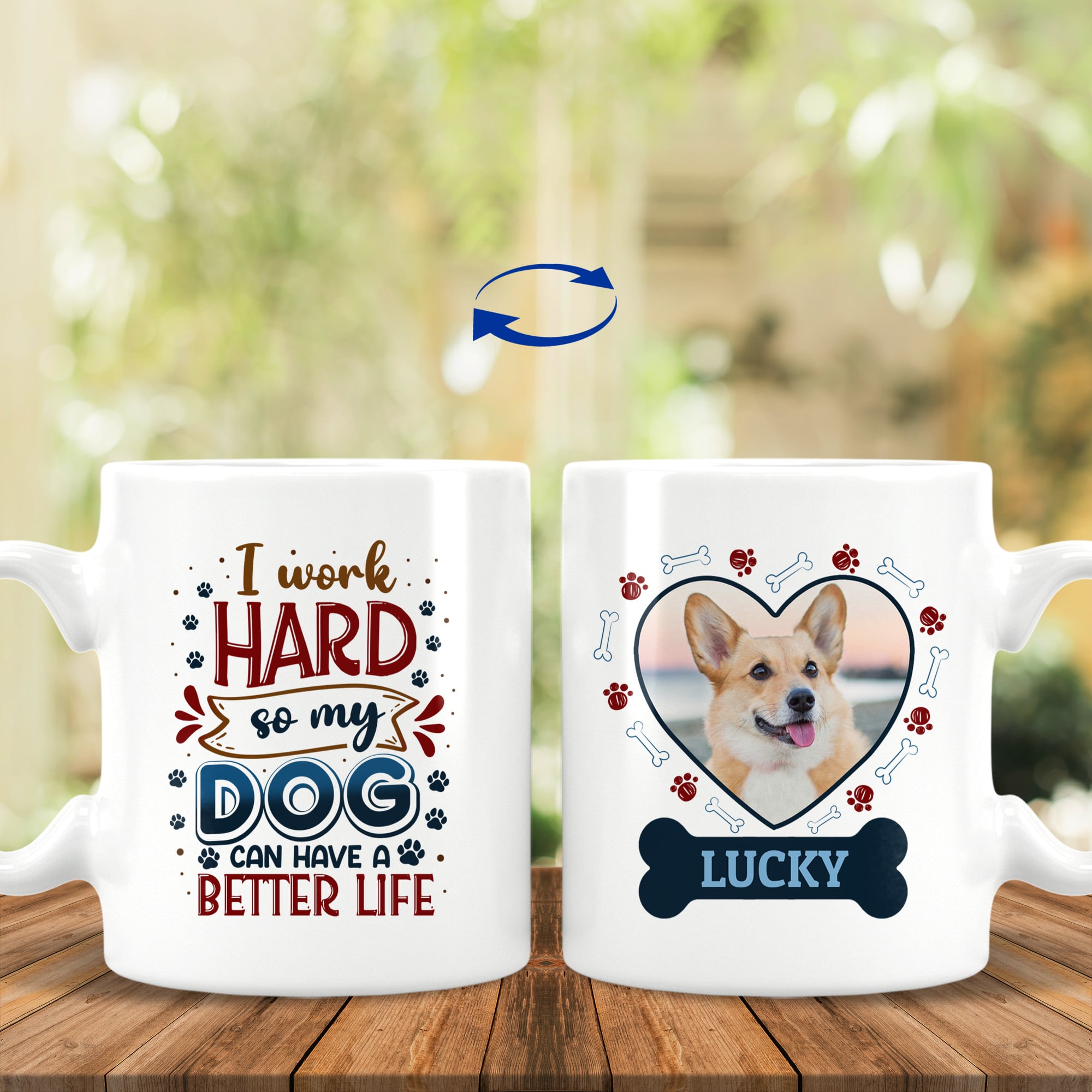 Personalized Photo I Work, White, 11 oz. White Mug