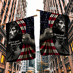 10VT. Jesus Don't Be Afraid House Flag Mockup 2 Side-1