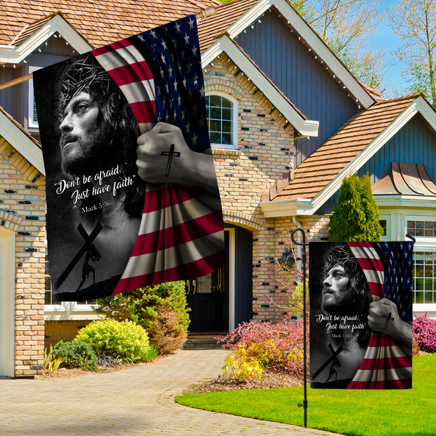 10VT. Jesus Don't Be Afraid Garden & House Mockup 3