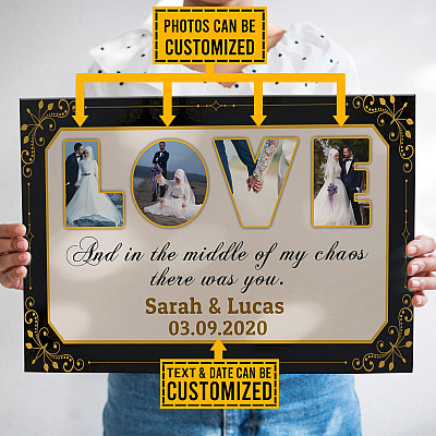 Alternative view of Personalized Photo Love and In the Middle of My Chaos There Was You Framed Canvas - Unframed Poster