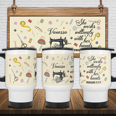 14 oz. White Travel Mug