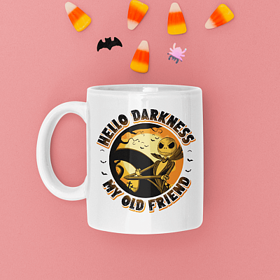 Hello Darkness My Old Friend Skellington Halloween Ceramic Coffee Mug - Beer Stein - Water Bottle