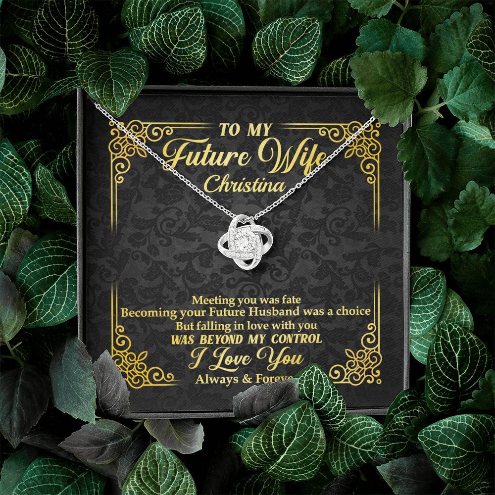 Personalized to My Future Wife Meeting You Was Fate Love Knot Pendant Necklace