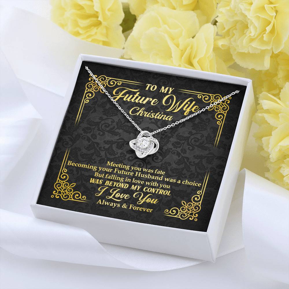 Personalized to My Future Wife Meeting You Was Fate Love Knot Pendant Necklace