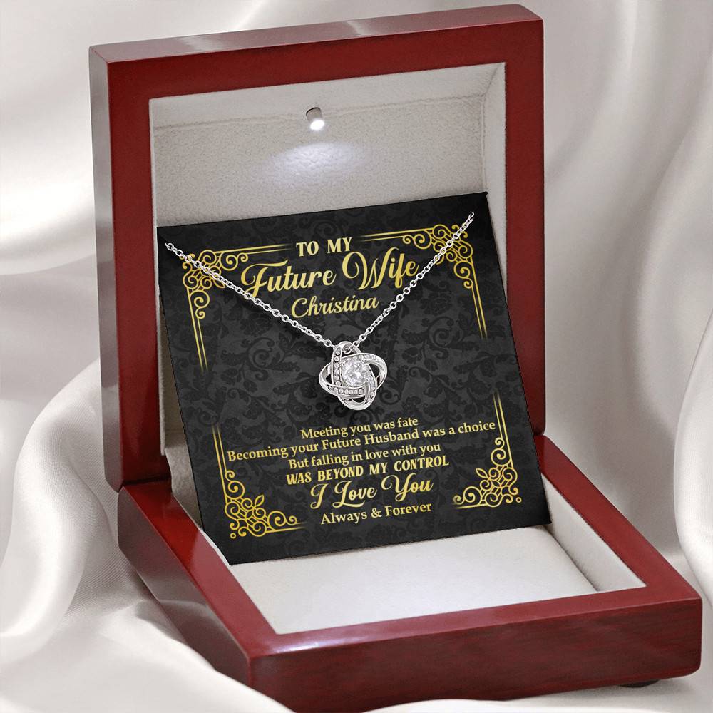 Personalized to My Future Wife Meeting You Was Fate Love Knot Pendant Necklace