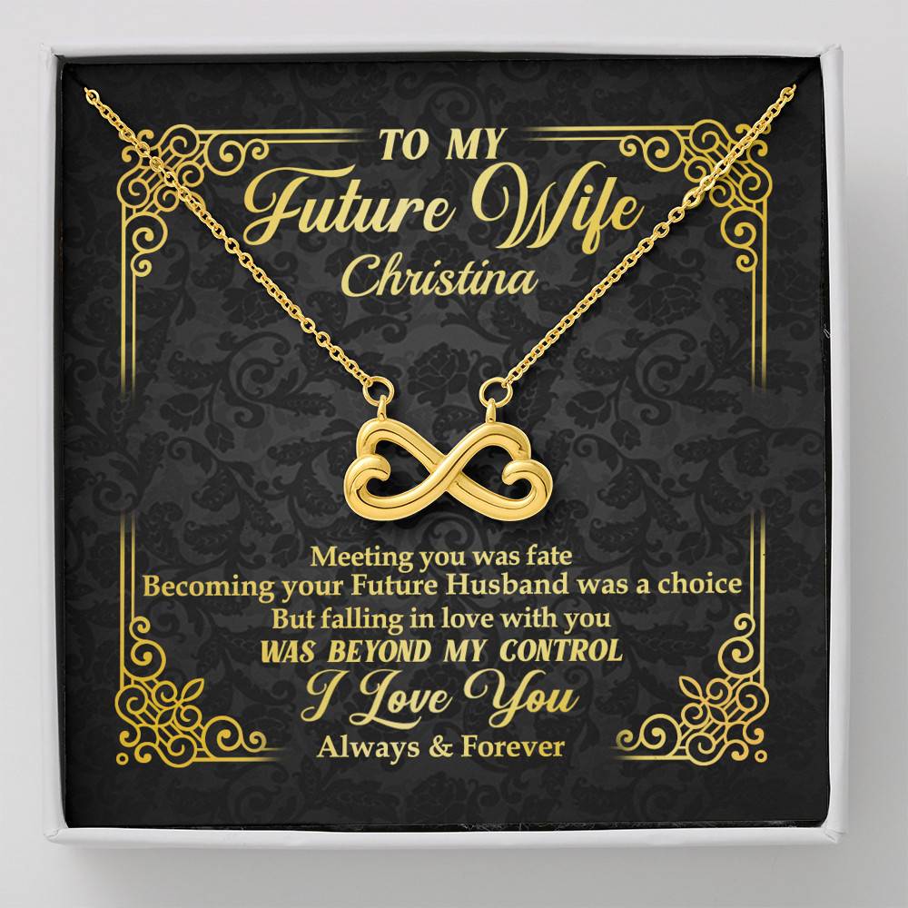 Personalized to My Future Wife Meeting You Was Fate Infinity Heart Pendant Necklace - Infinity Heart Necklace (18K Yellow Gold)