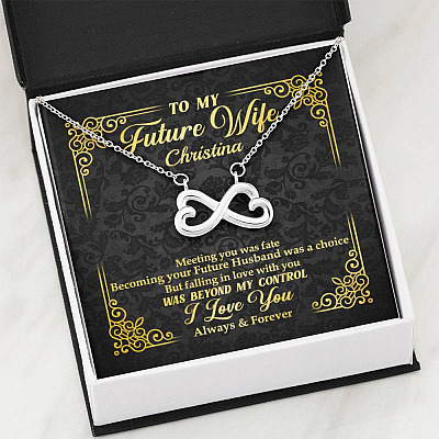 Personalized to My Future Wife Meeting You Was Fate Infinity Heart Pendant Necklace