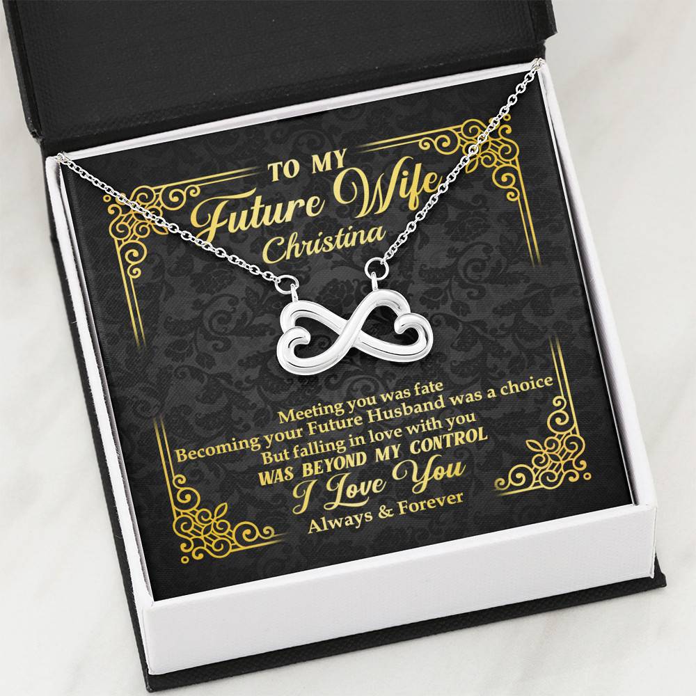 Personalized to My Future Wife Meeting You Was Fate Infinity Heart Pendant Necklace