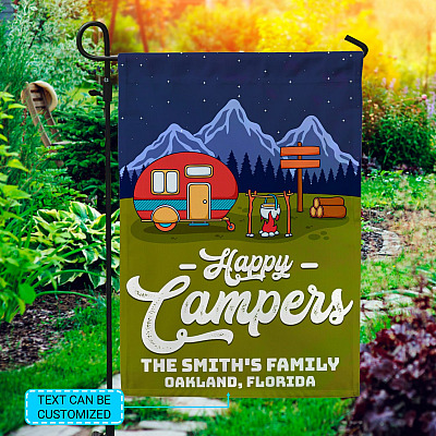 Personalized Camping Flags - Happy Campers Flag Outdoor Decorative Garden Flag - House Flag