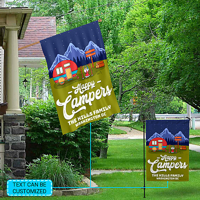 Alternative view of Personalized Camping Flags - Happy Campers Flag Outdoor Decorative Garden Flag - House Flag