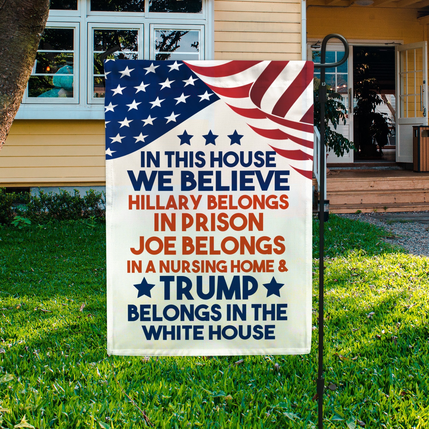 2HP. In This House Garden Flag Mockup 3