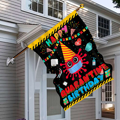 Alternative view of Happy Quarantine Birthday Garden Flag - Birthday Party Decoration House Flag - Wall Flag