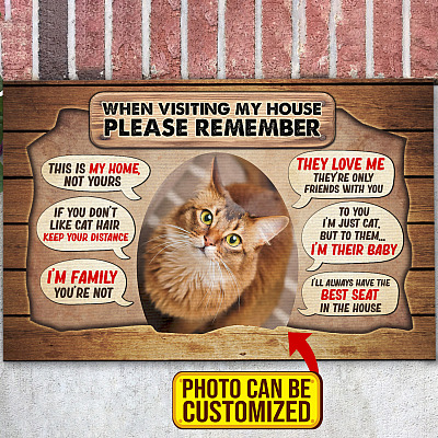 Custom Photo Cat When Visiting My House Please Remember This Is My Home Not Yours House Doormat - Outdoor Doormat