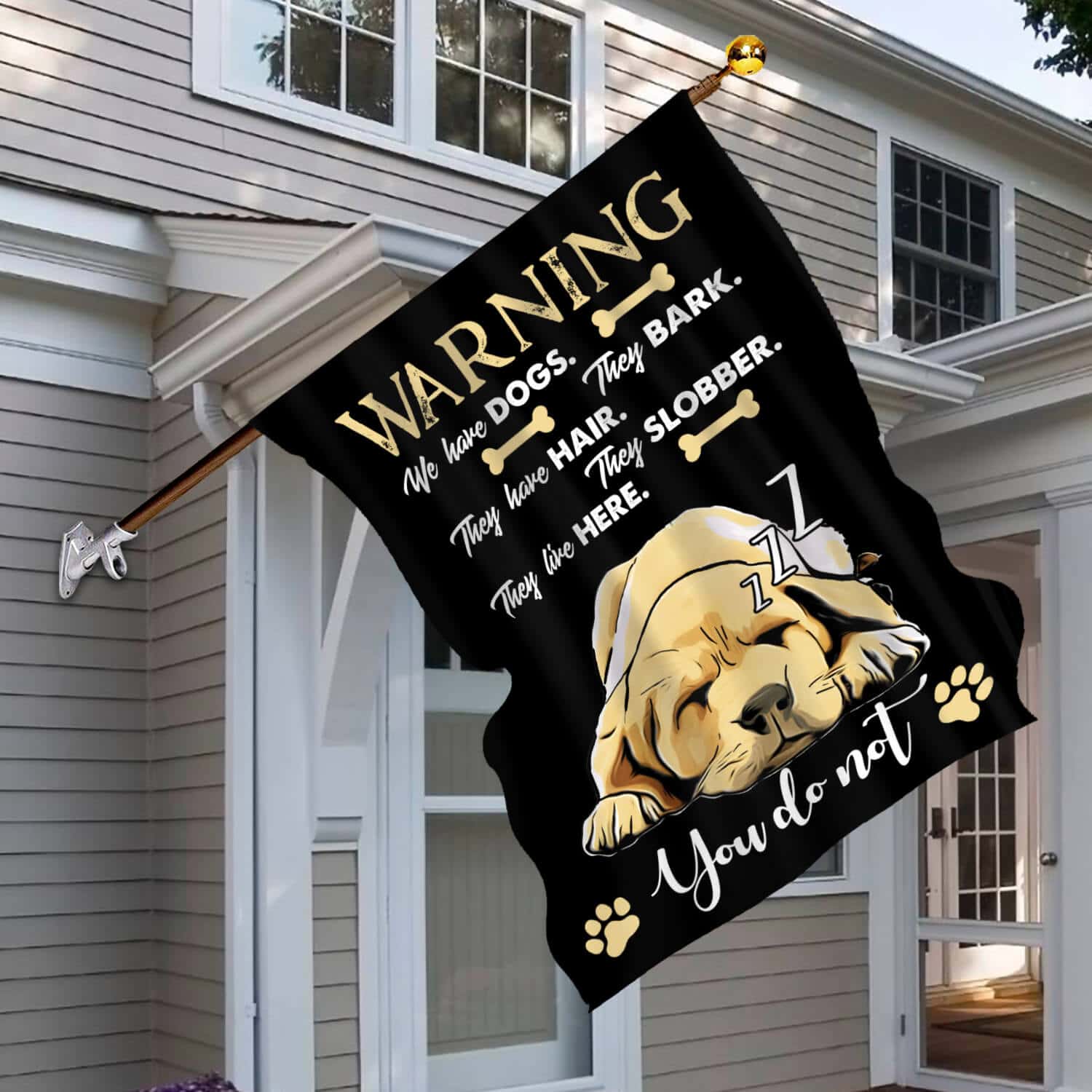 3HV. Warning 1 House Flag Mockup 6